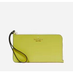New Kate Spade Lucy Bicolor Medium L Zip Wristlet Fern Moss Multi